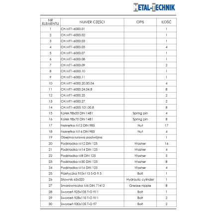 Katalog części zamiennych - Metal-Technik Chwastownik MT1 - 6000